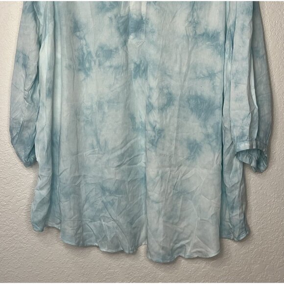 Torrid Indigo Blue Tie-dyed Peasant Top Shirt  Sz 4X 26W NWT Flowy - Picture 5 of 15